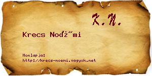 Krecs Noémi névjegykártya